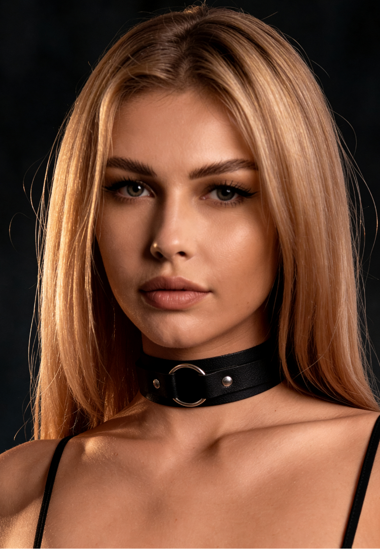 Czarny choker z ringiem Nexaterra